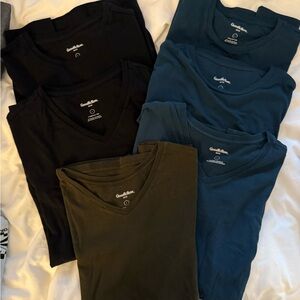 Crew Neck T-Shirts in Black, Green, and Blue